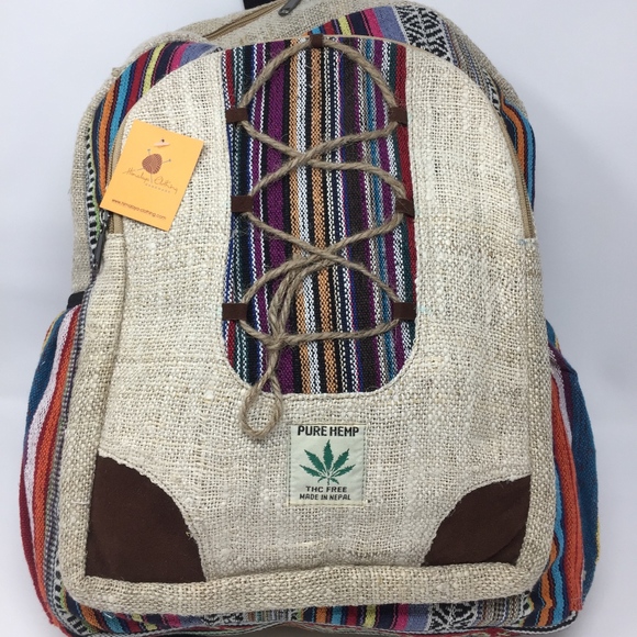 Himalaya Clothing Handmade Handbags - Unisex Himalayan Hemp Backpack w/ Laptop Sleeve